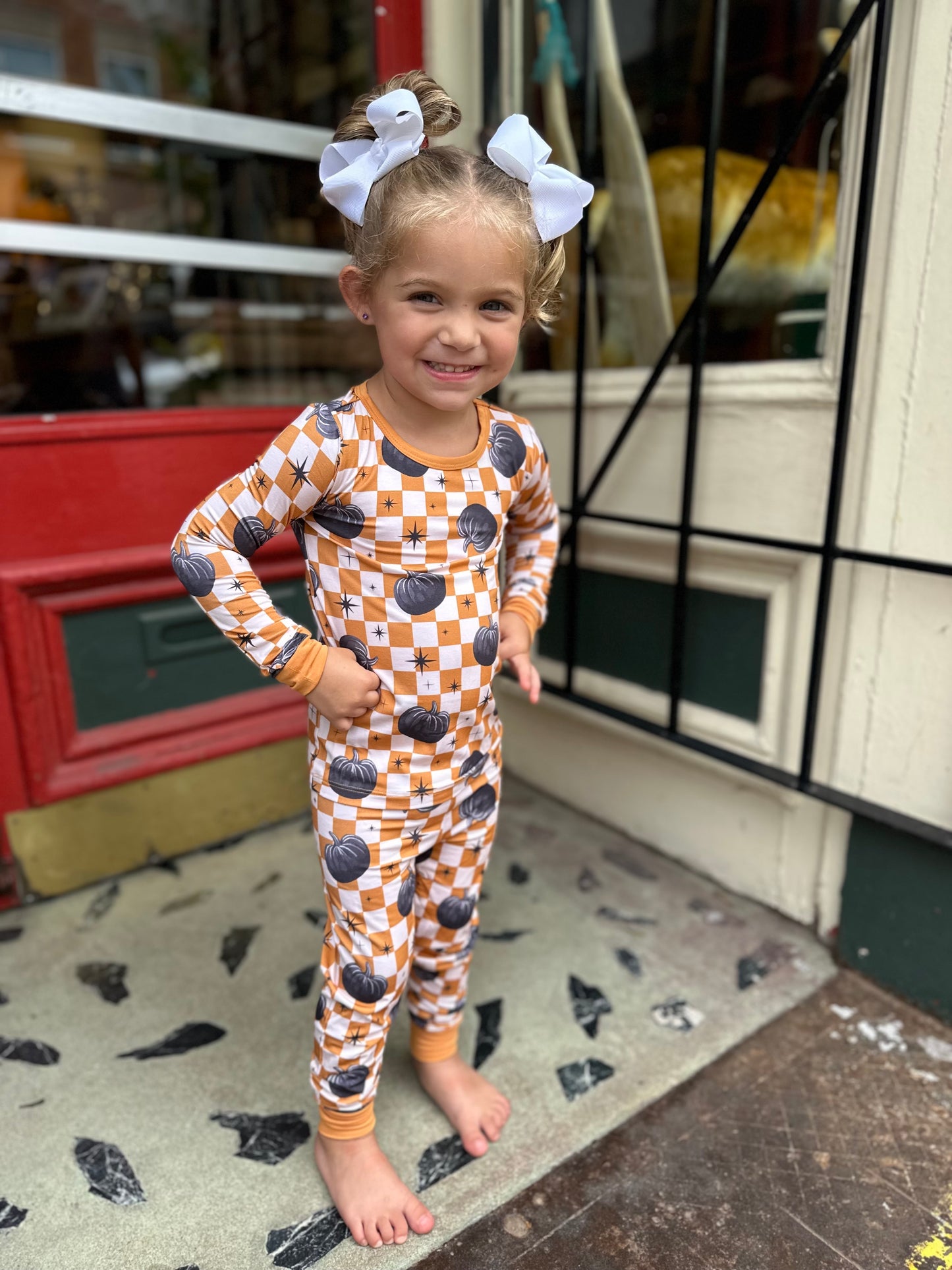 Pumpkin checkered Bamboo Jammie’s