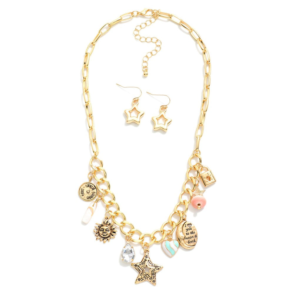 Blue lagoon charm necklace