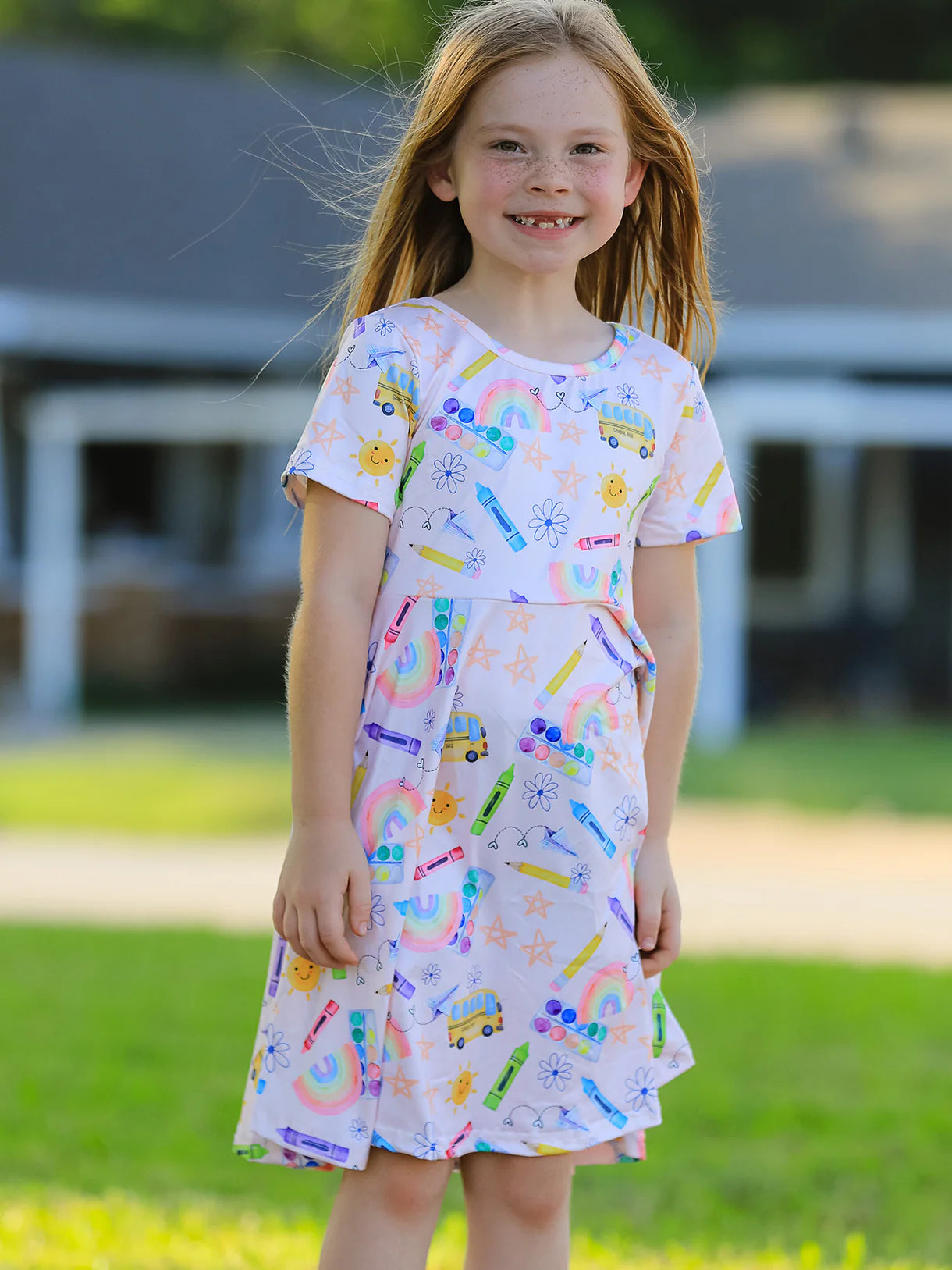 Colorful back to school kids dress