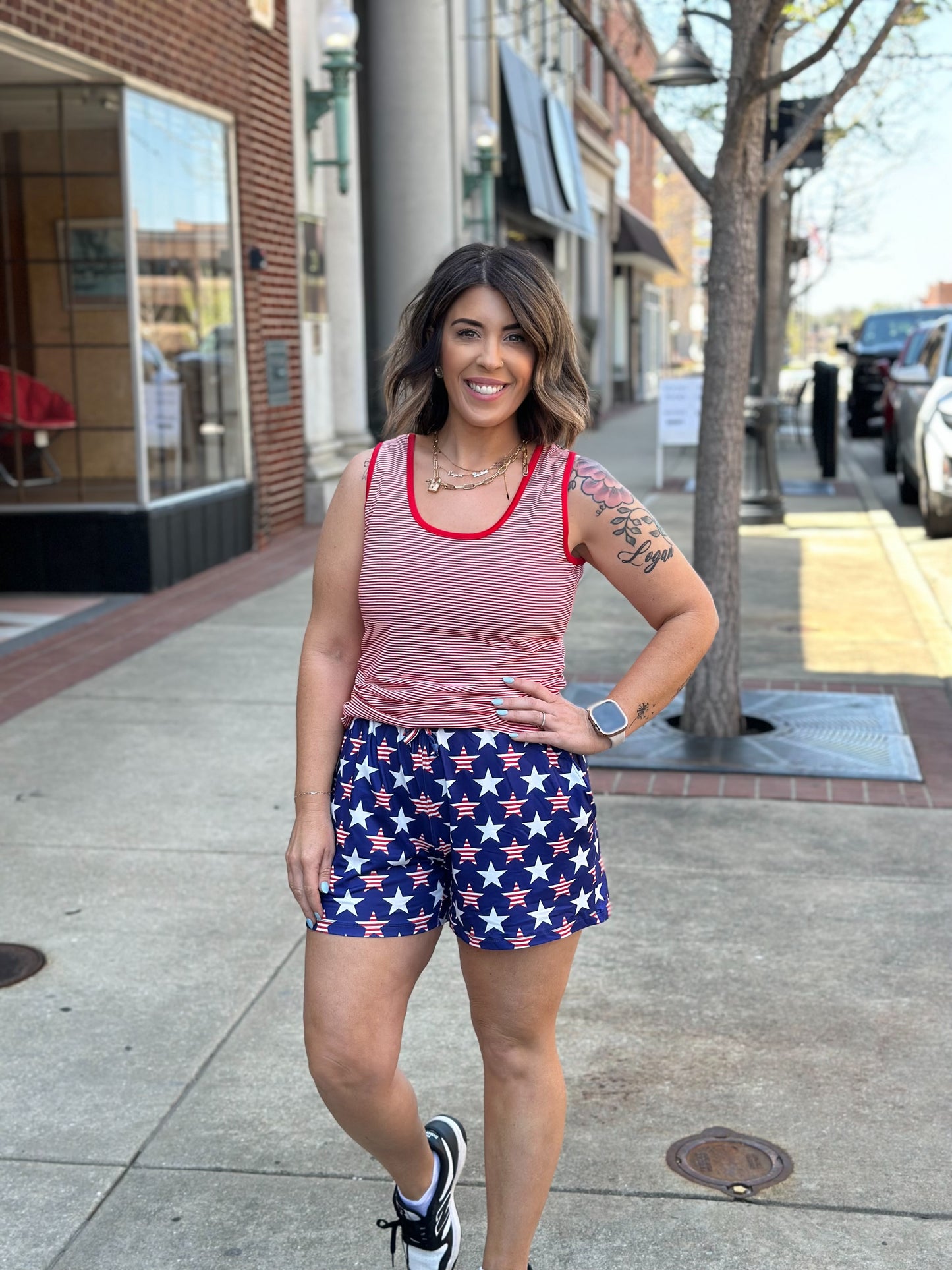Stars and strips shorts with pockets by Michelle Mae