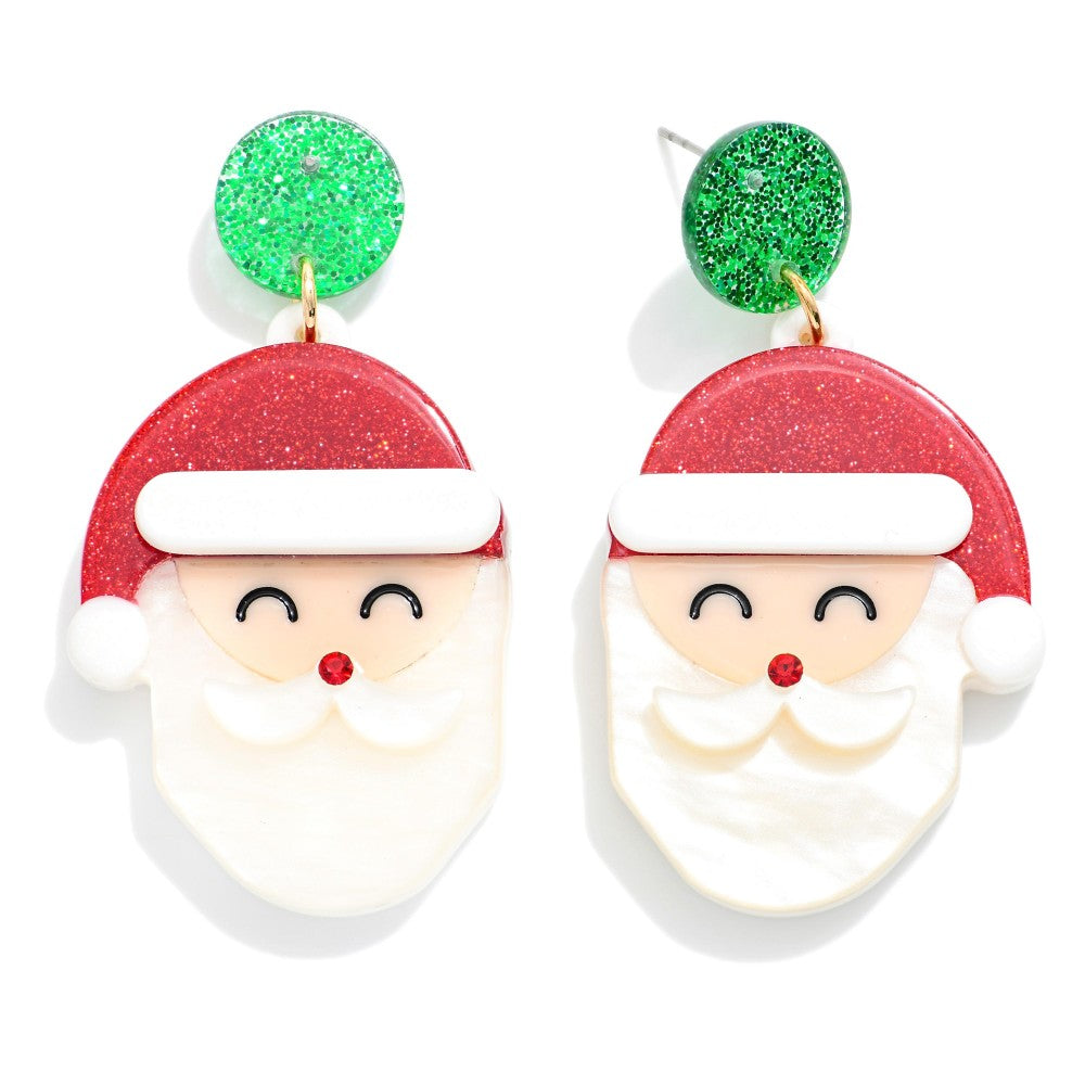 Santa head with green circle stud