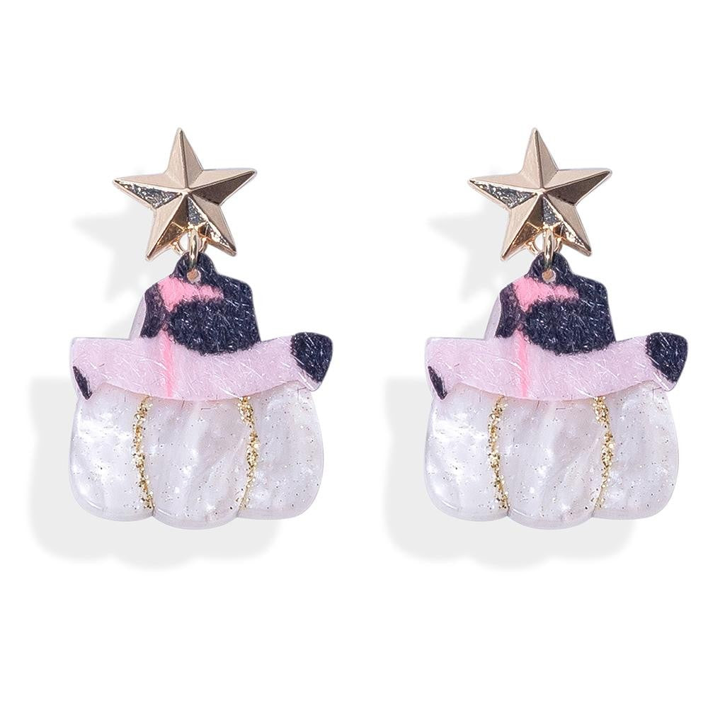 Country pink leopard pumpkin earrings
