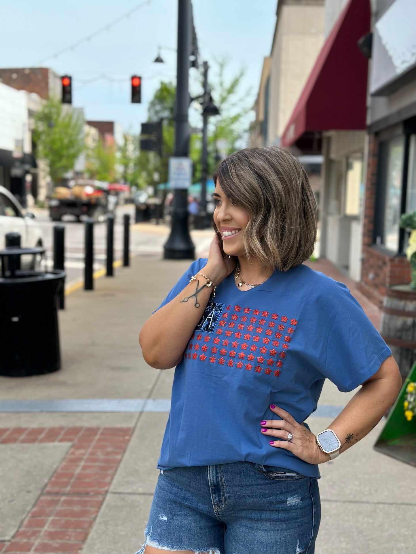 USA glitter tee