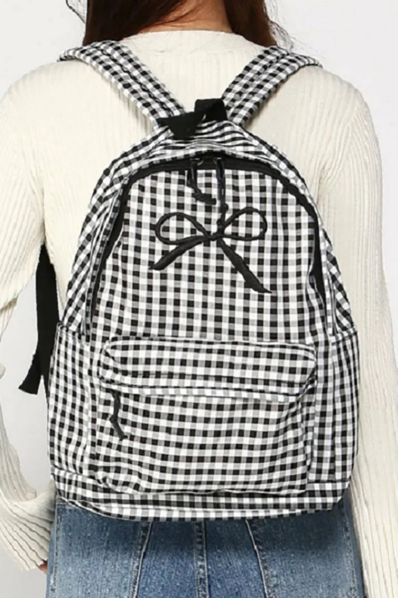 Bow checkered backpack