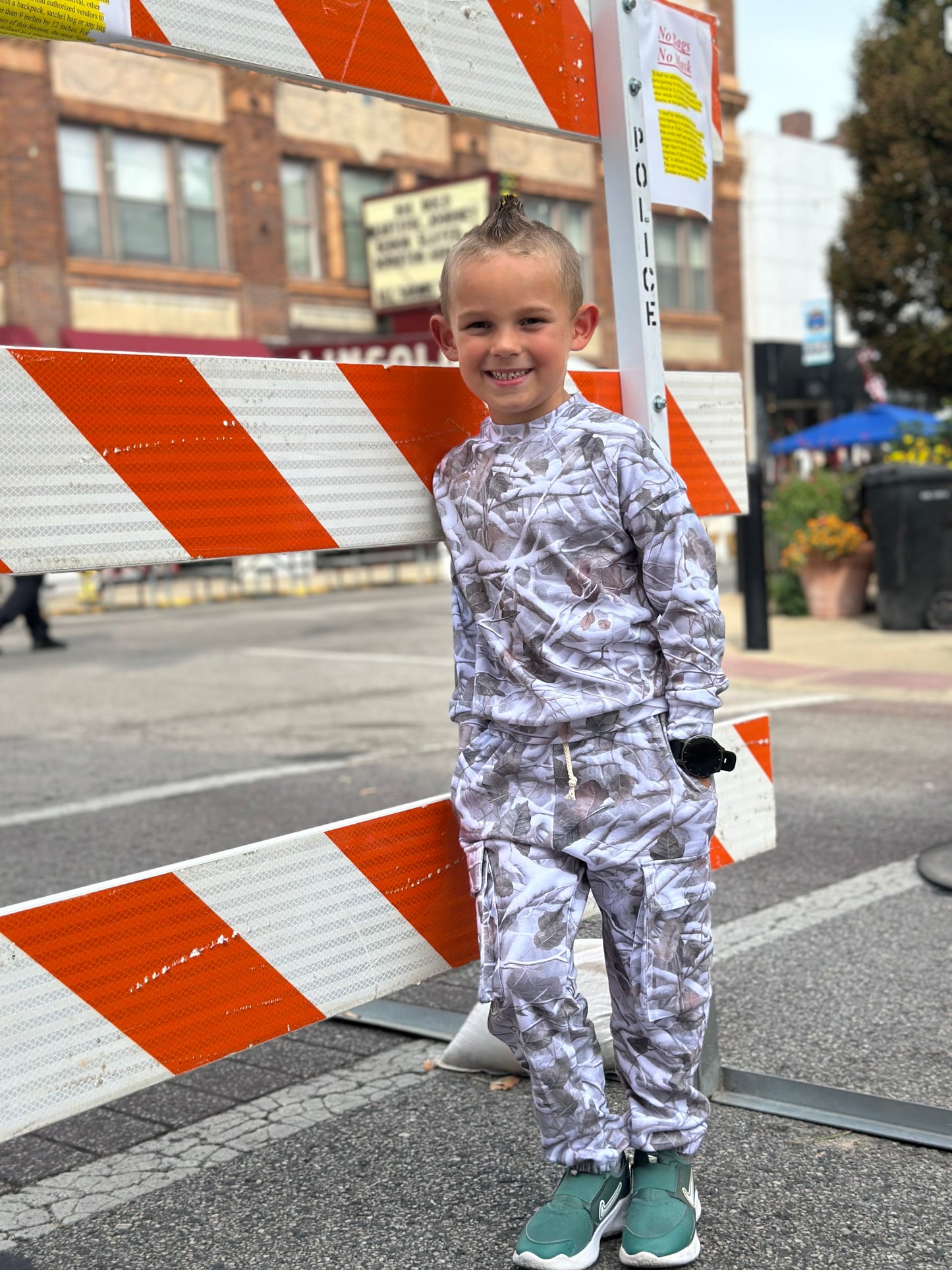 Kids cargo camo jogger set