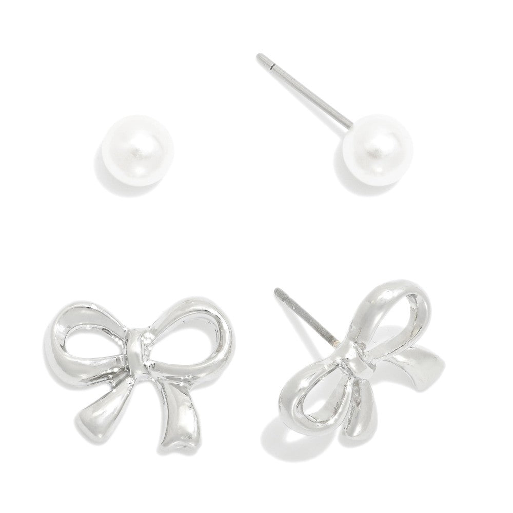 Pearls and bows earrings