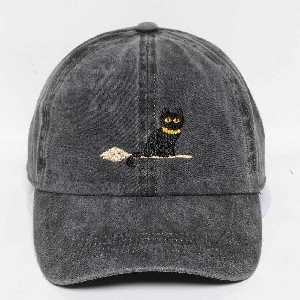 Black cat on a broom hat