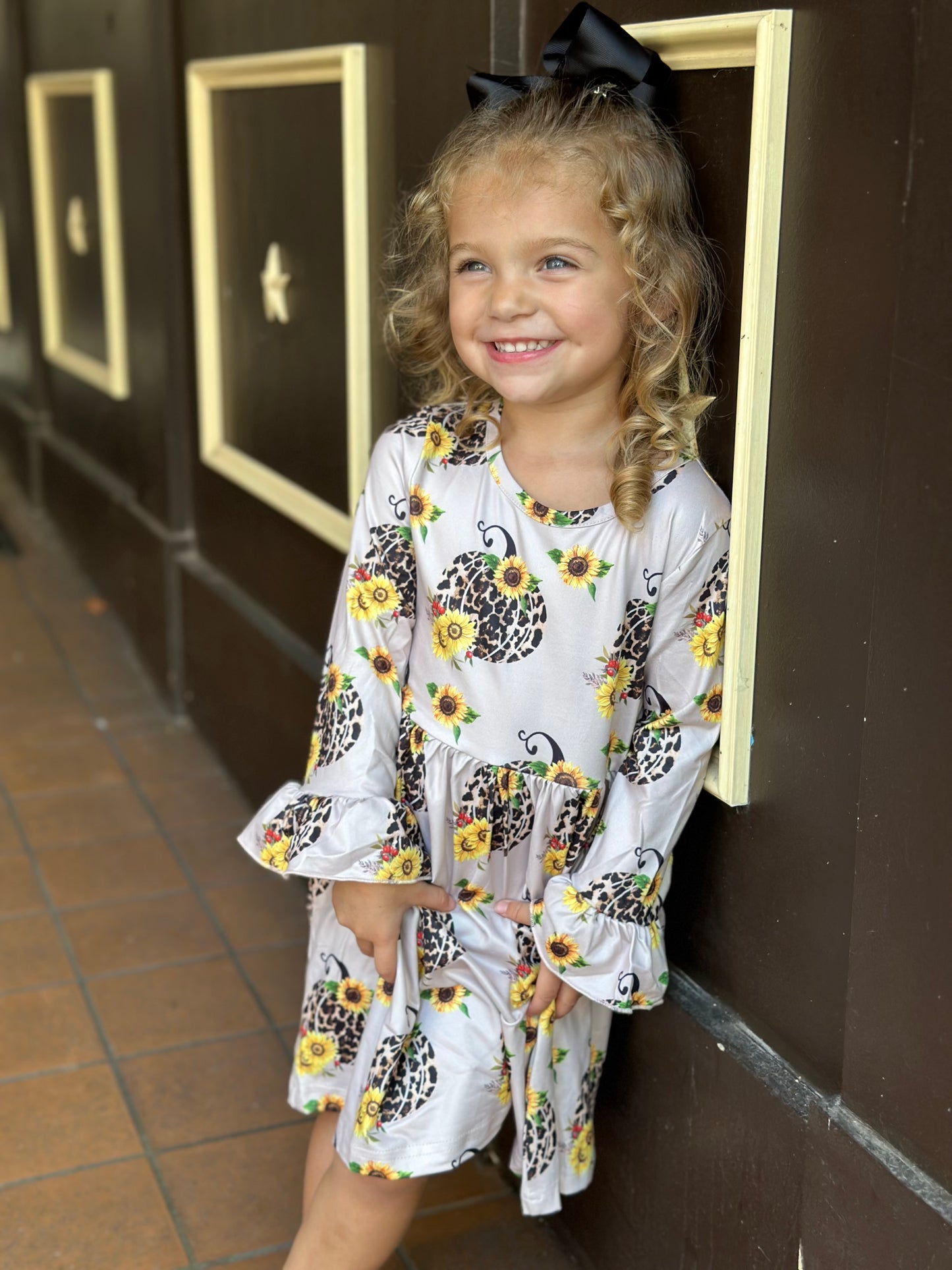 ‘Mia’ Leopard Pumpkin and Sunflower Dress