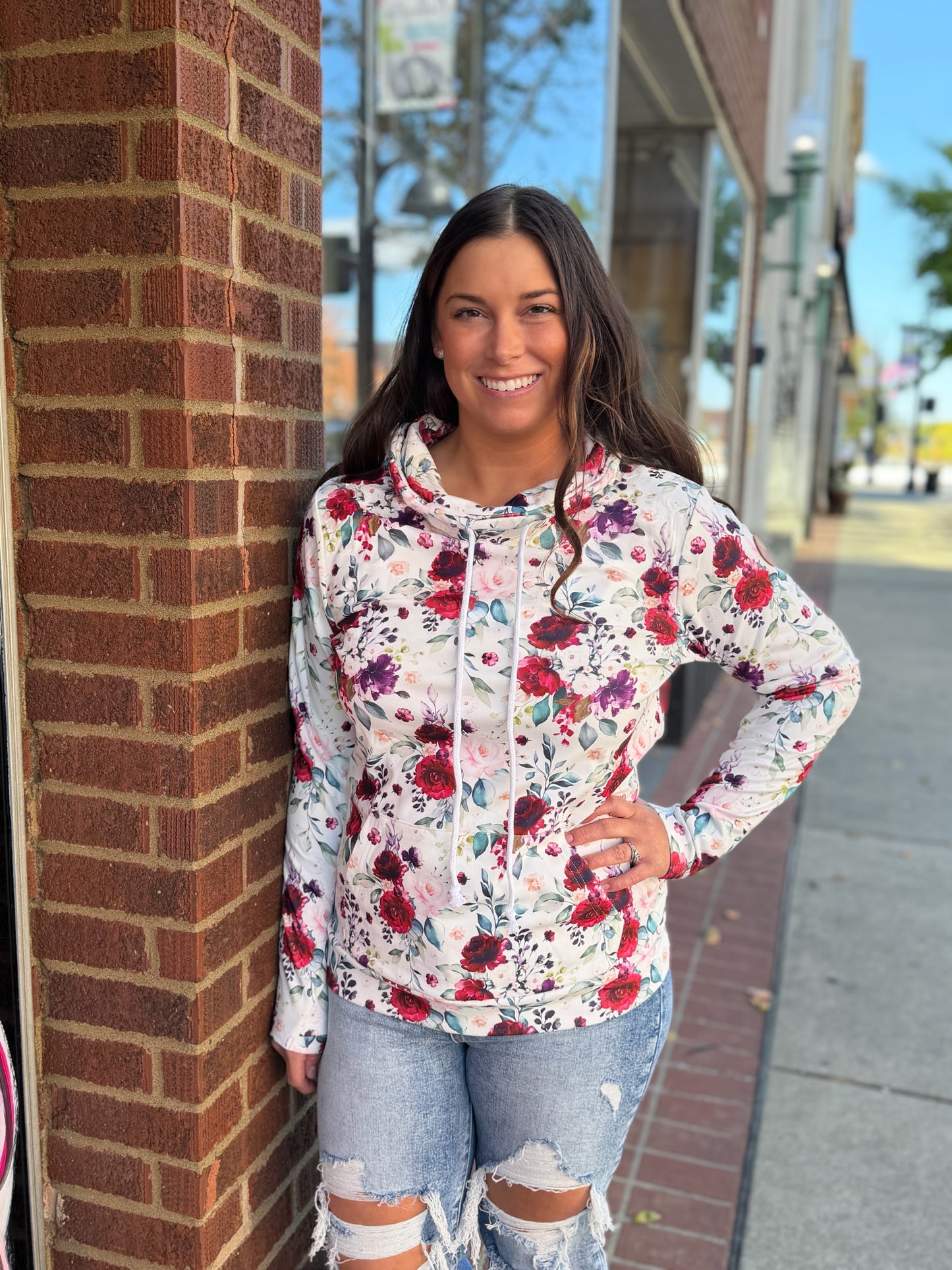 Burgandy bloom funnel neck