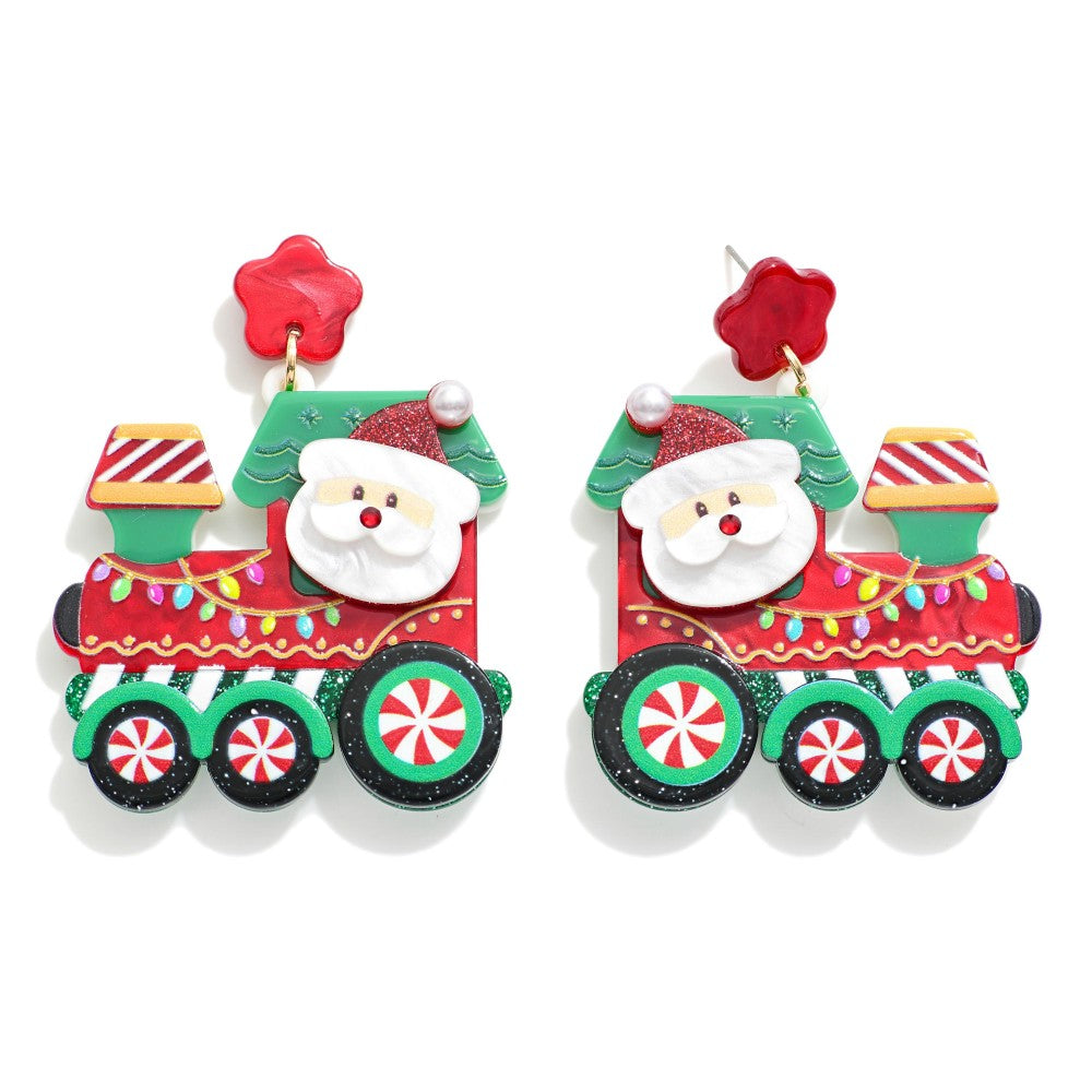 Santa train earrings