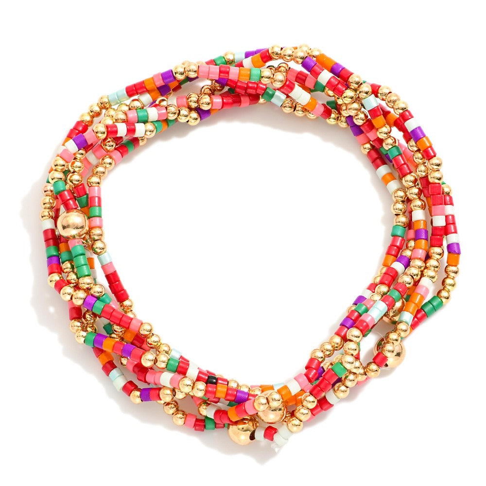 Sunset beaded bracelet stack