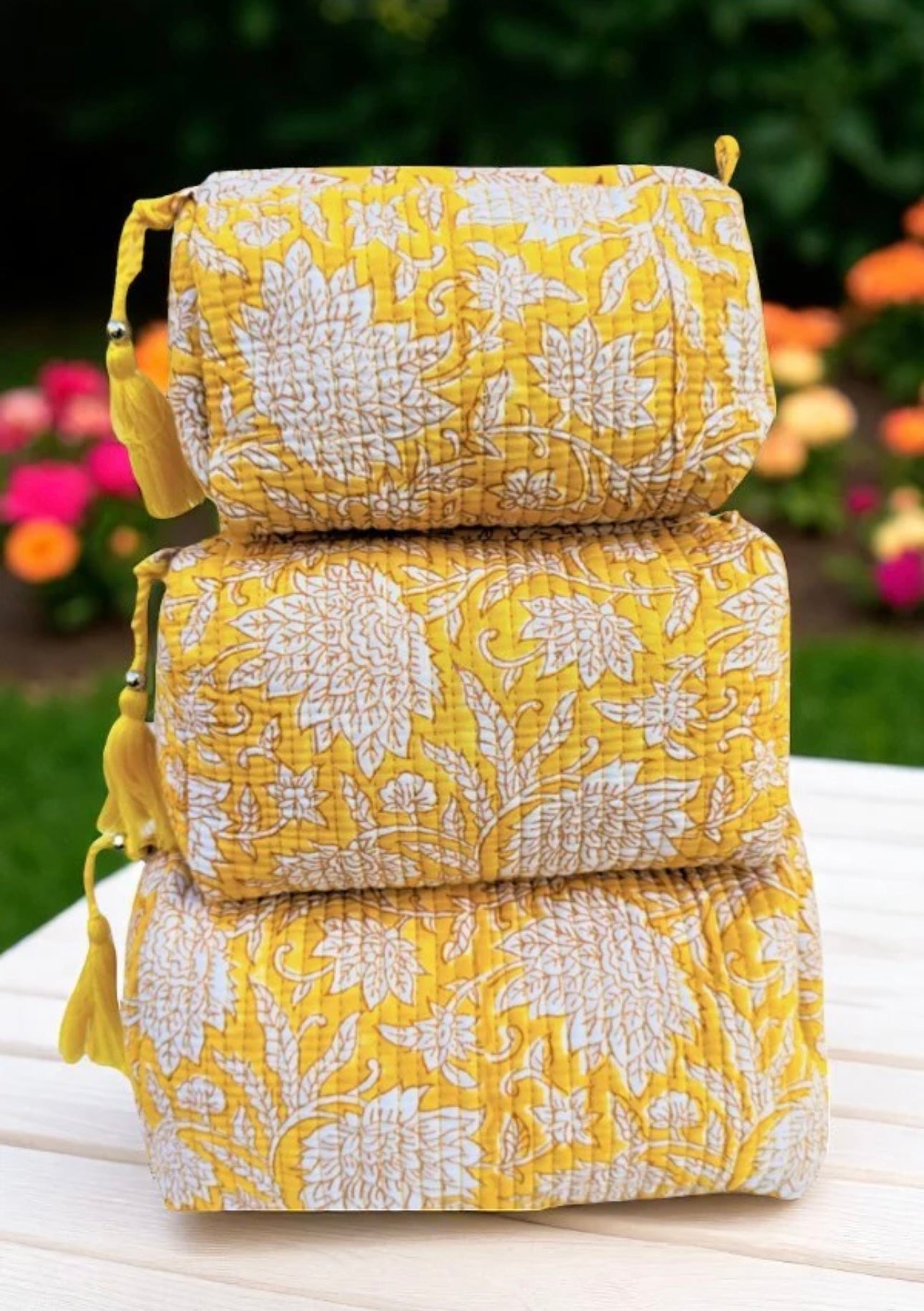 Quilted Floral cosmetic bag