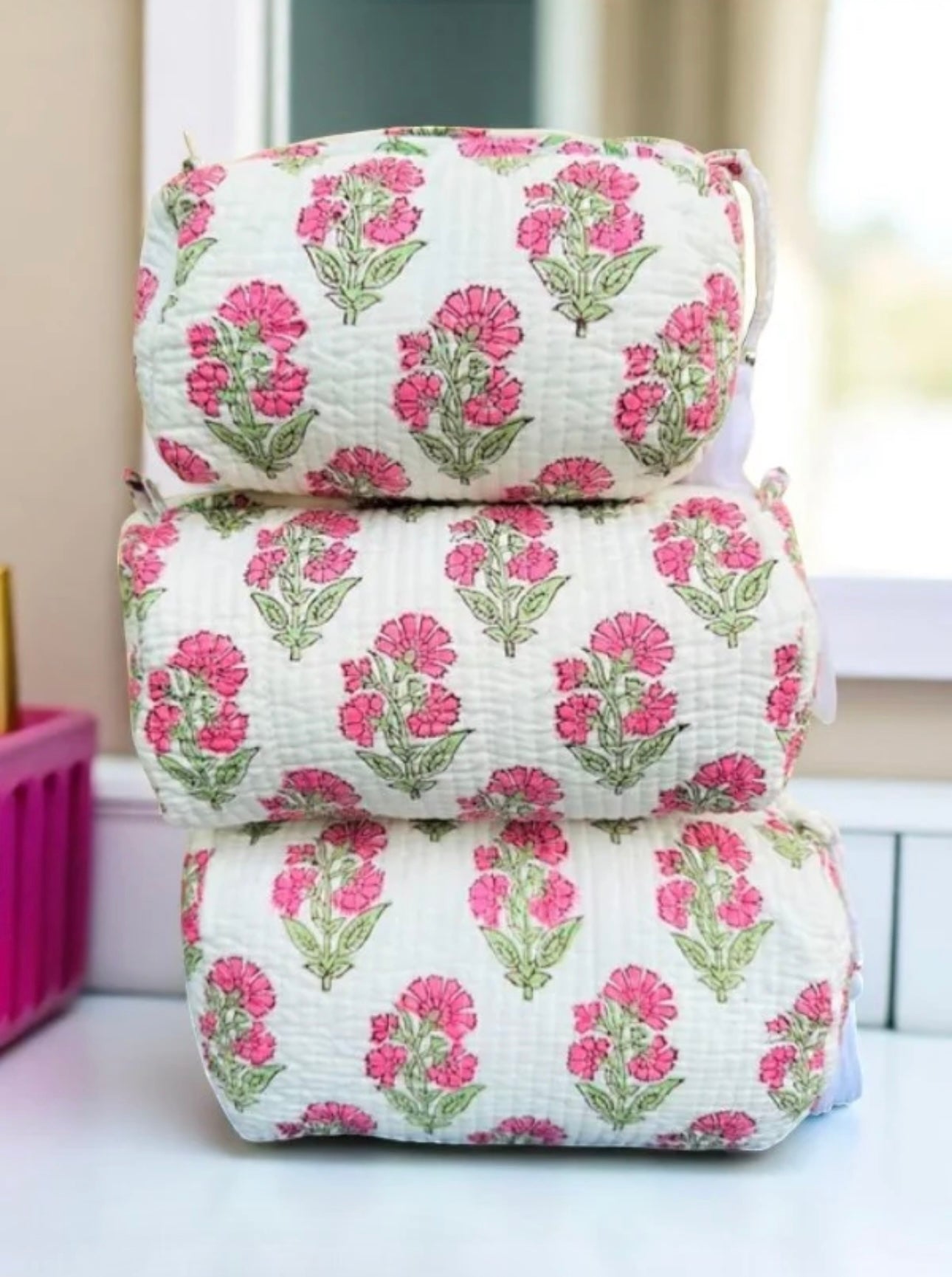Quilted Floral cosmetic bag