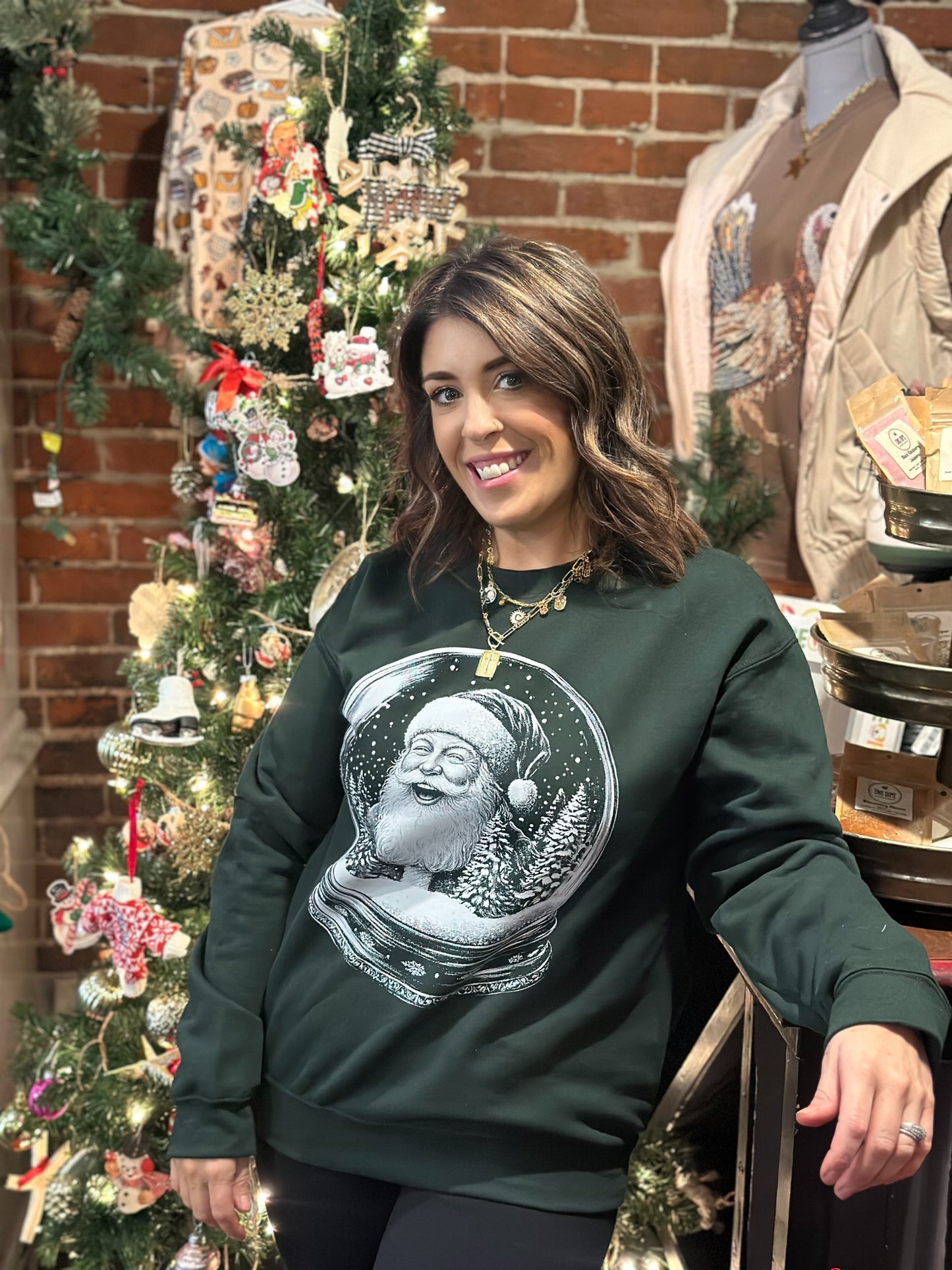 Snow globe Santa Sweatshirt