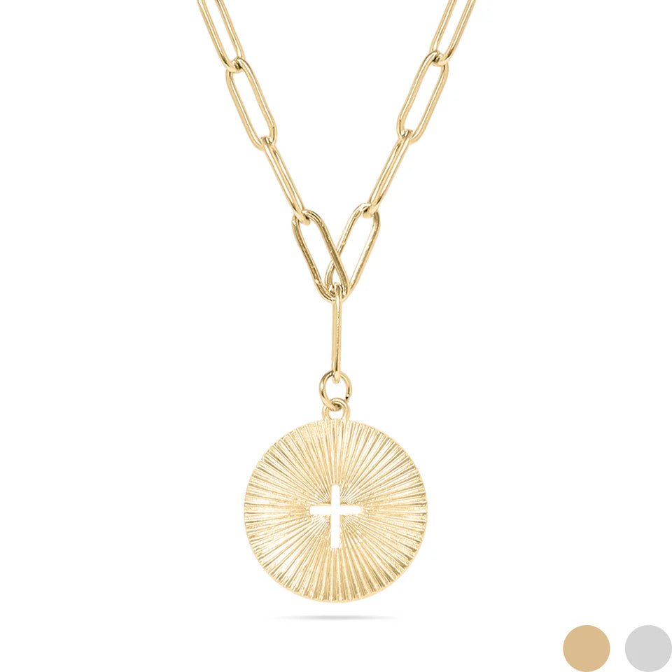 Cross pendant paperclip necklace