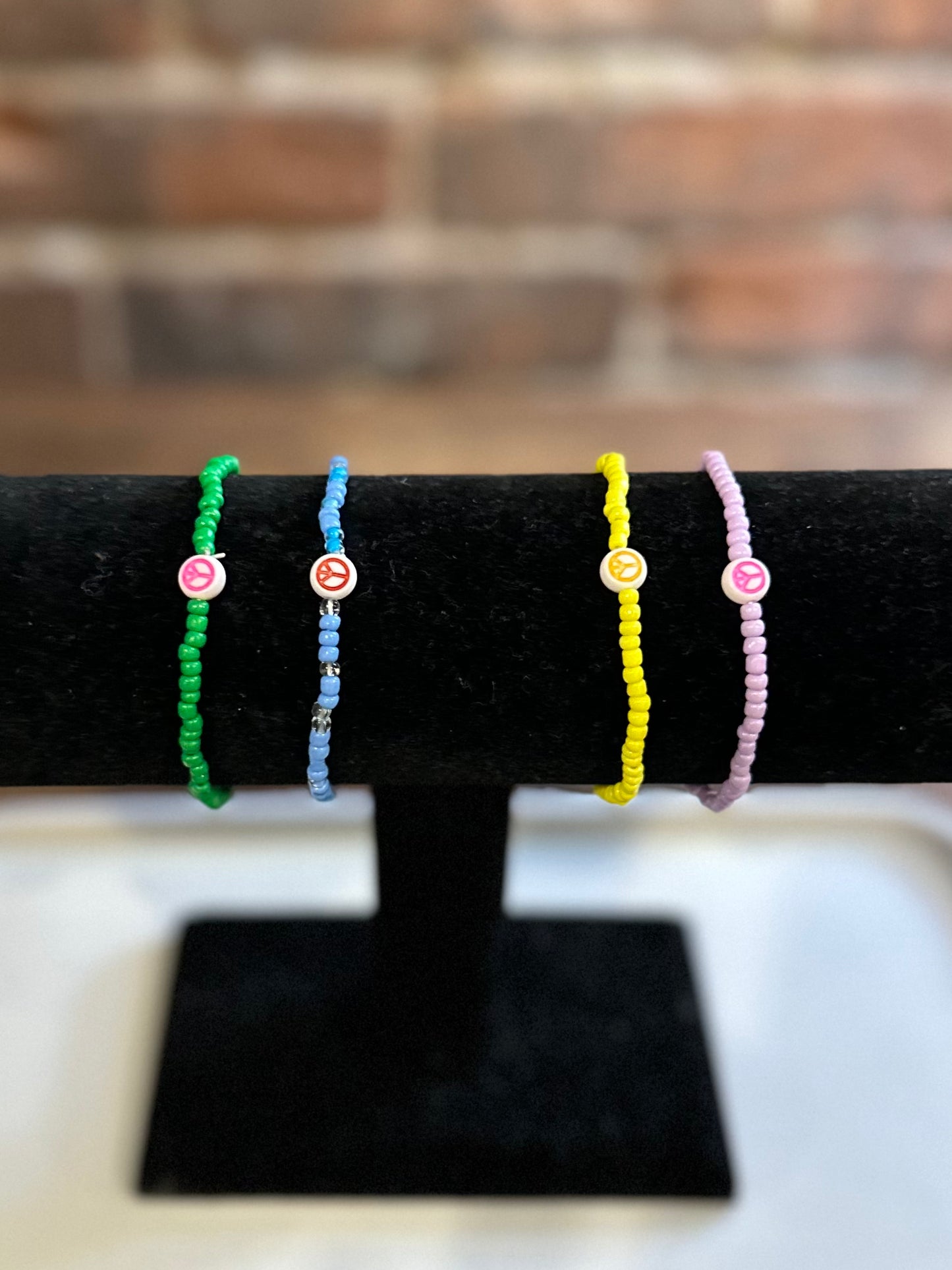 Peace Sign Beaded Bracelet