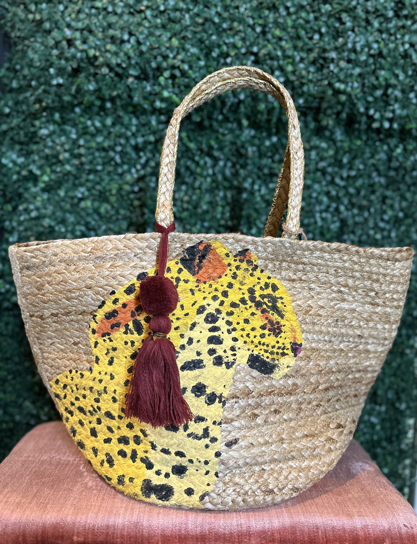 Cheetah straw bag