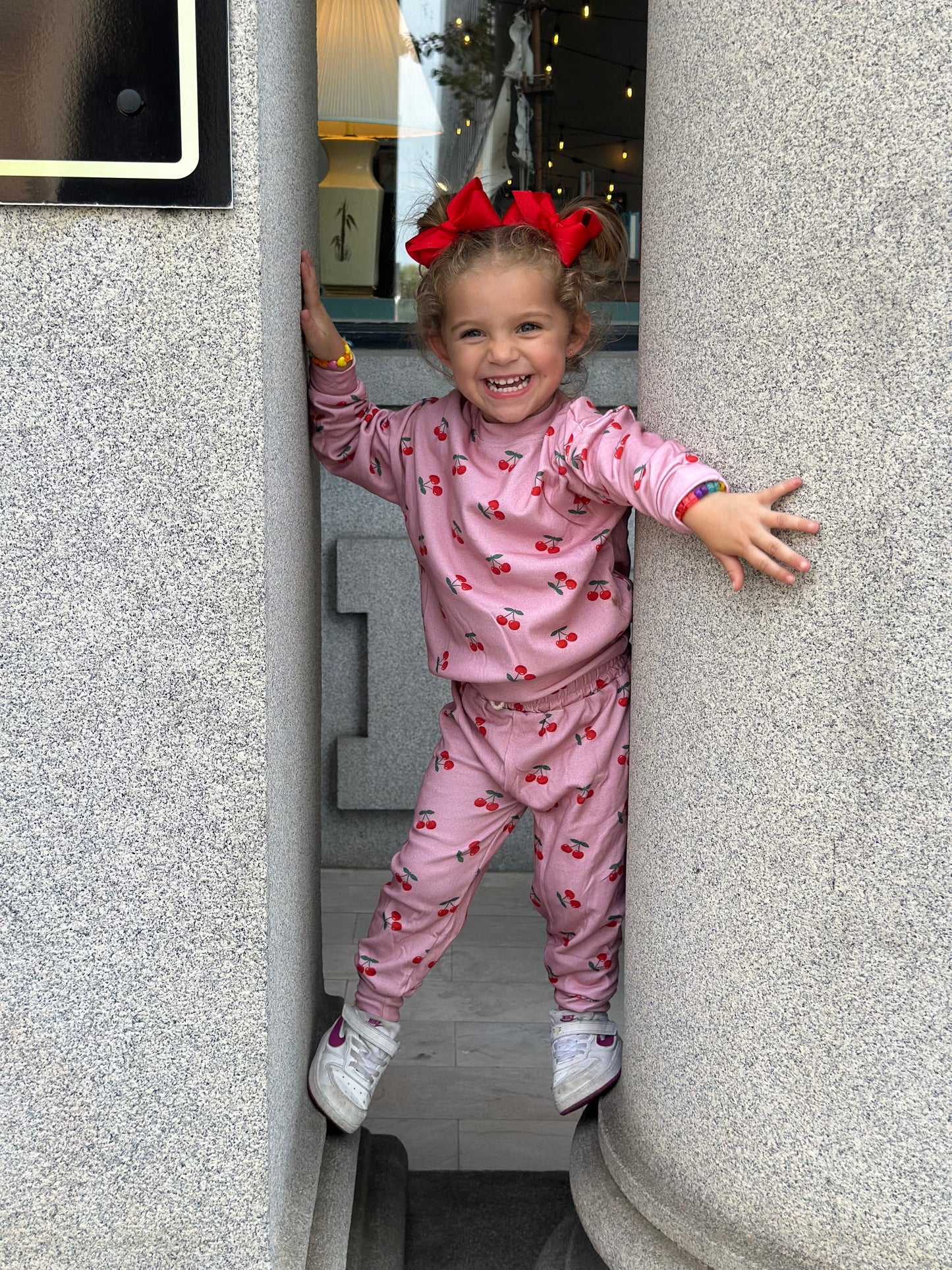 Kids blush and cherry jogger set