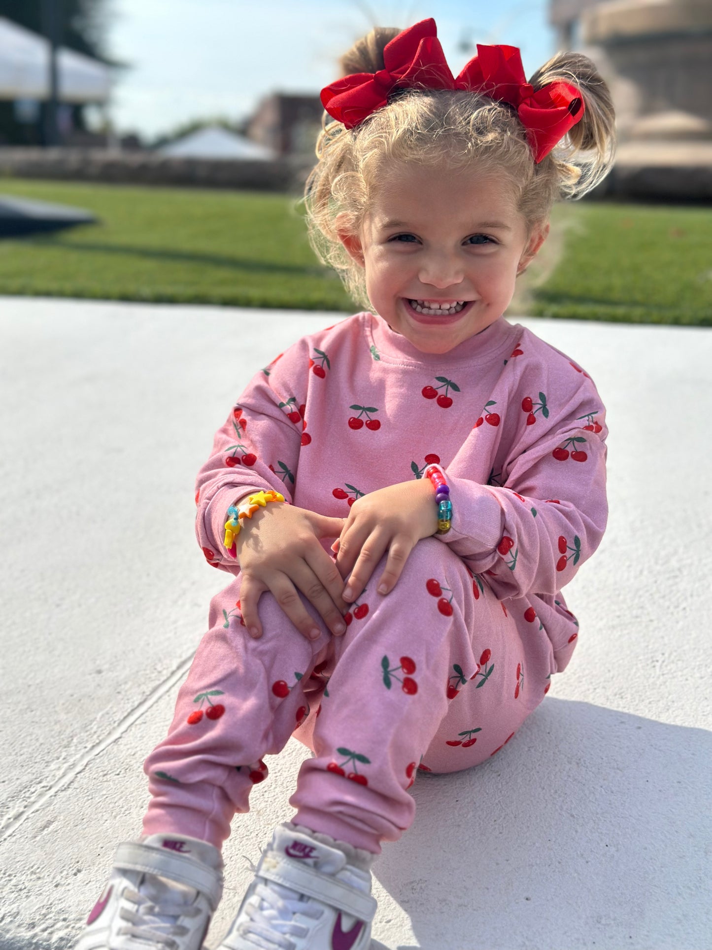Kids blush and cherry jogger set