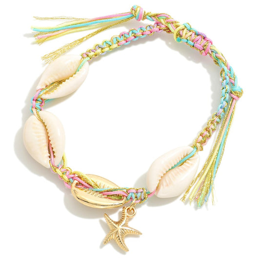 Rainbow tinsel shell bracelet