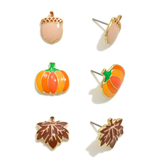 Acorn trio earrings