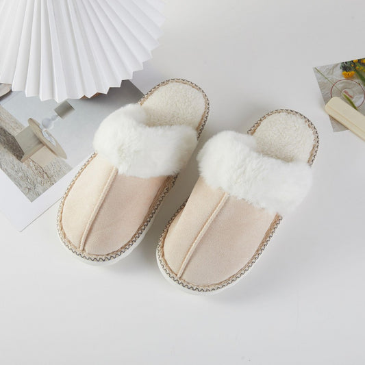 Faux Fur and Suede Slippers