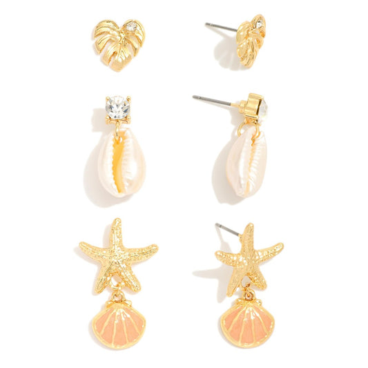 Summer beach trio earrings
