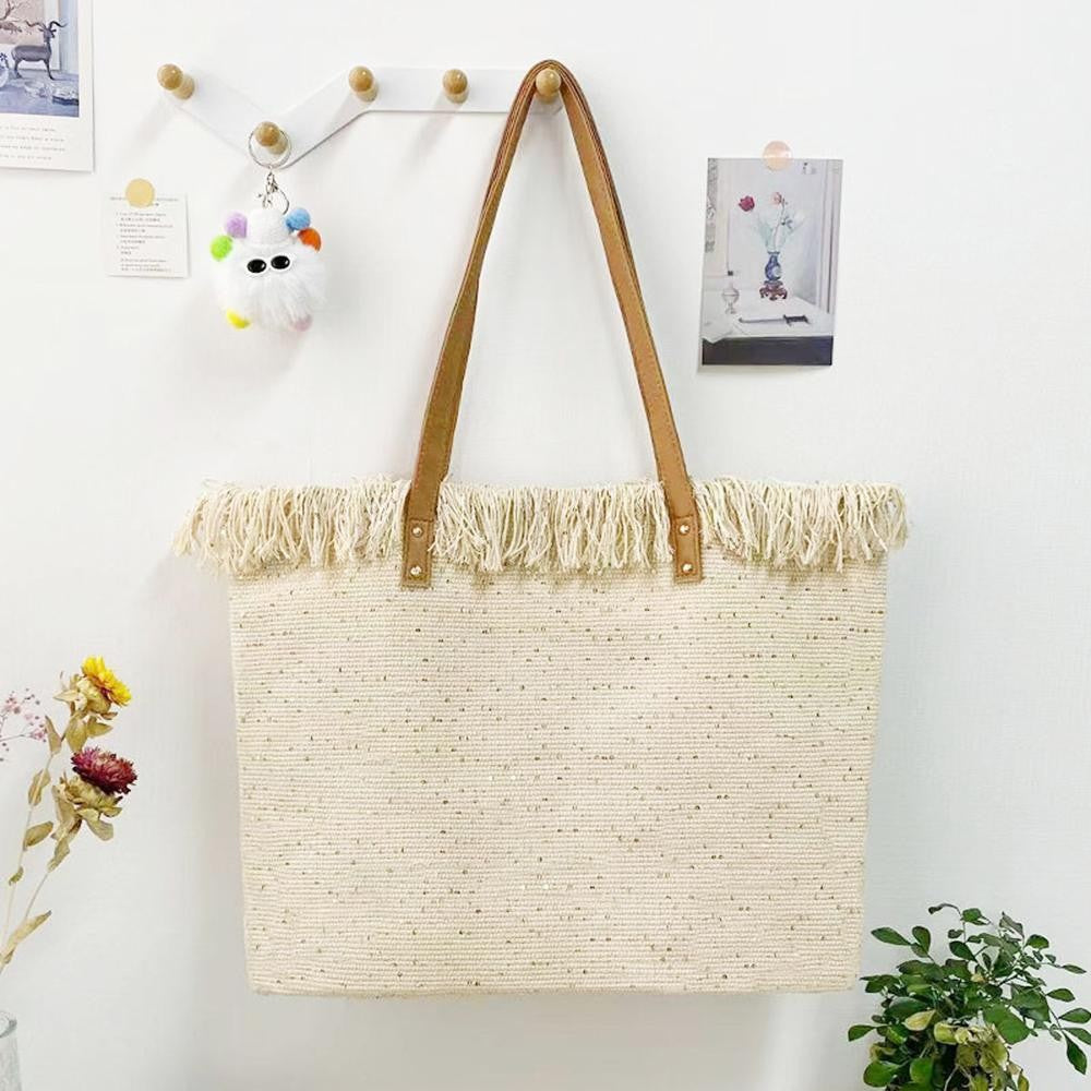 Fringe and sequin tote