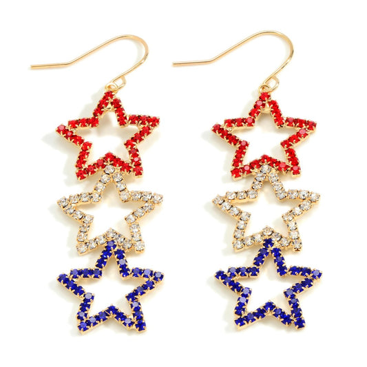 Red White and Blue crystal earrings