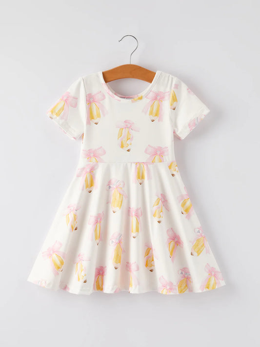 Back to school Bow pencil print dress