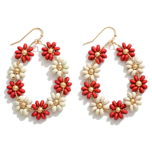 Wooden flower earrings