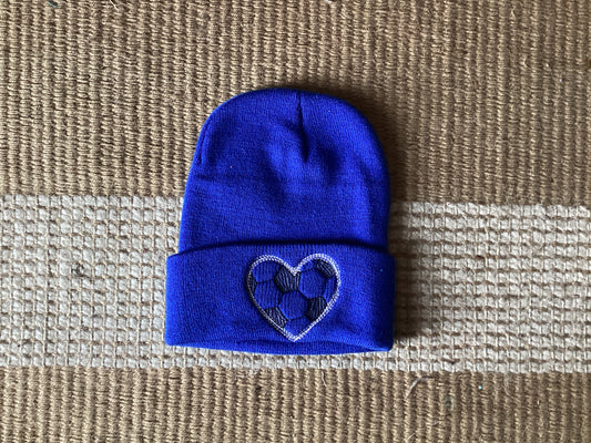 Blue soccer beanie