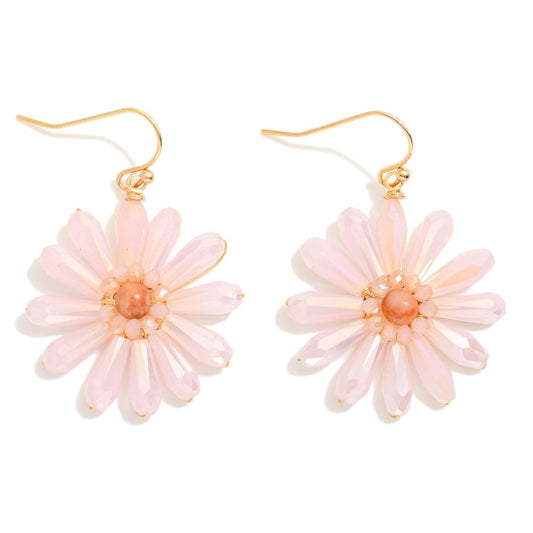 Pink crystal daisy earrings