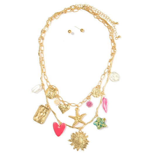 2 layer charm necklace