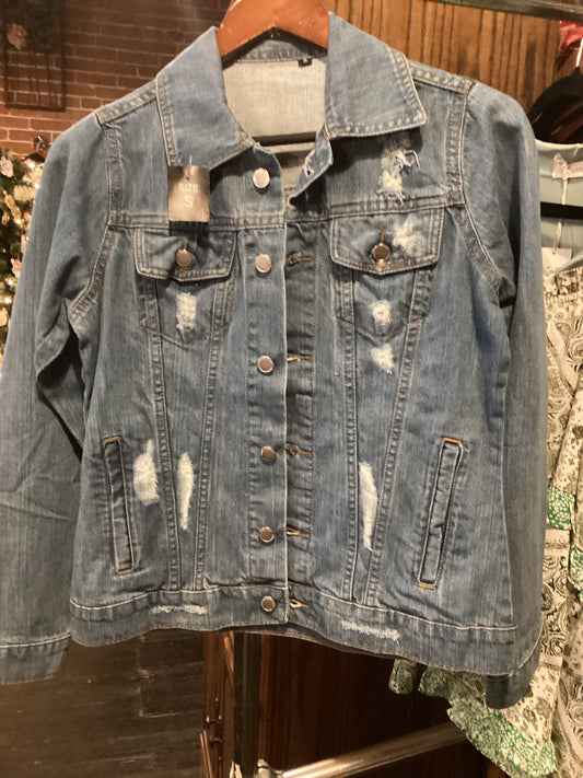 Distressed jean jacket size small