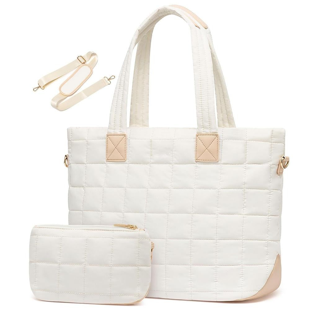 Ivory quilted tote