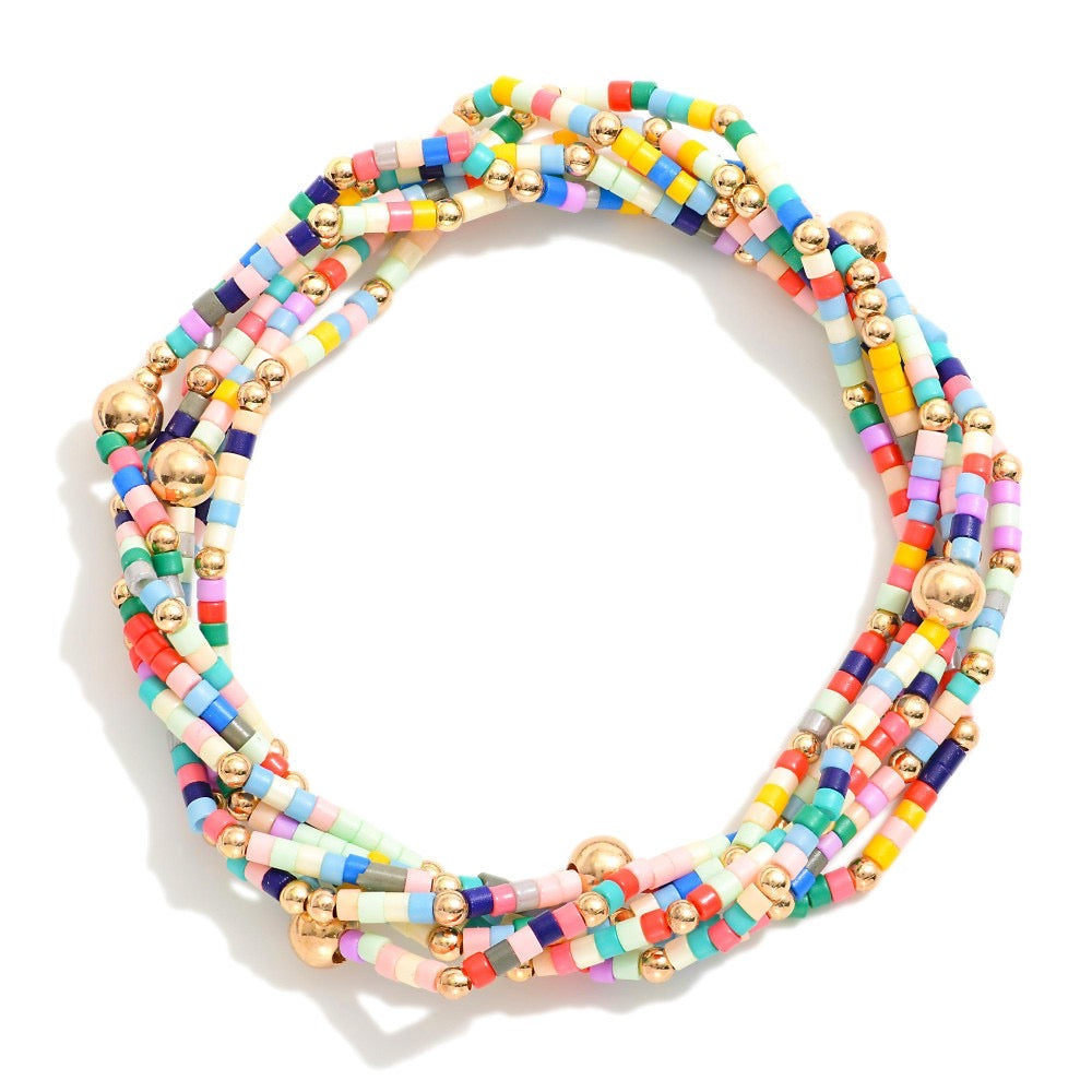 Sunset beaded bracelet stack