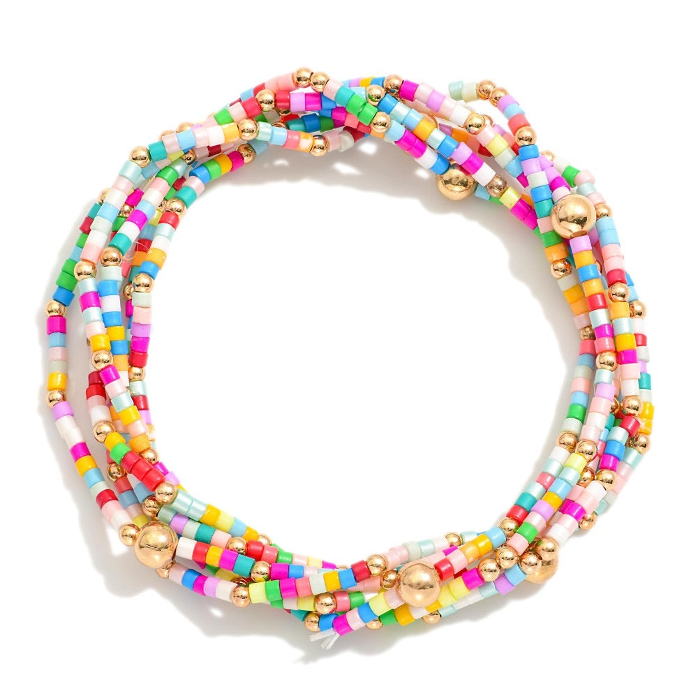 Sunset beaded bracelet stack