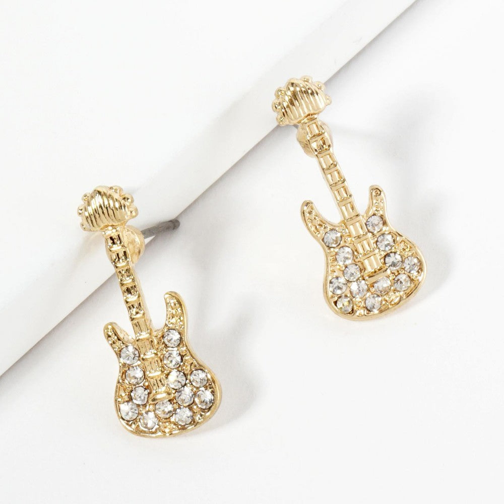 Crystal guitar earrings