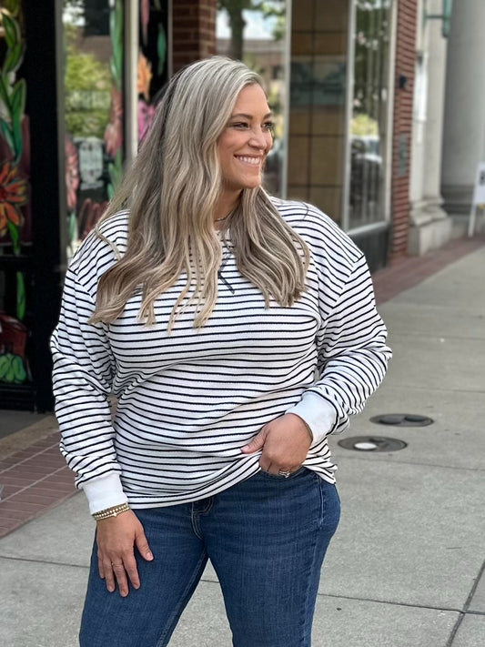 Lola Balck & White Striped Thermal Top