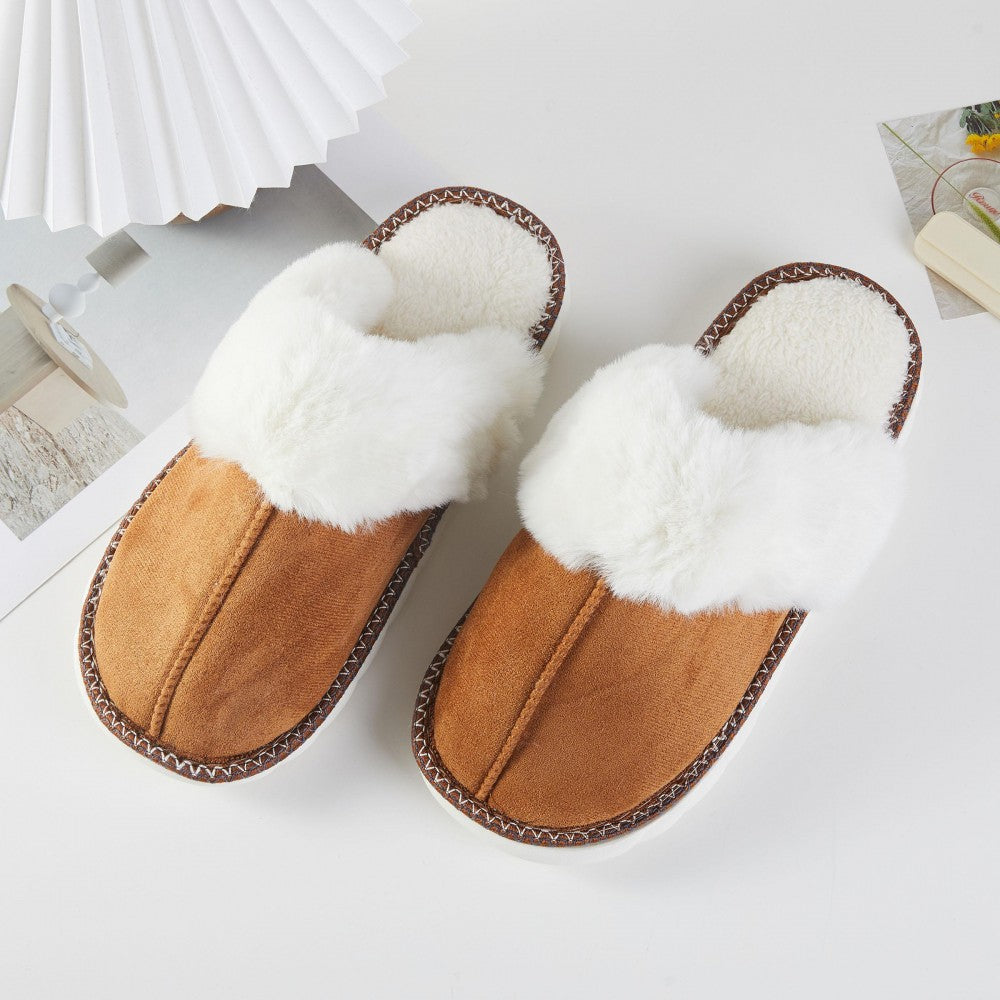 Faux Fur and Suede Slippers