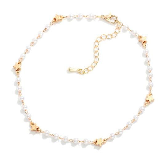 Starry pearl anklet