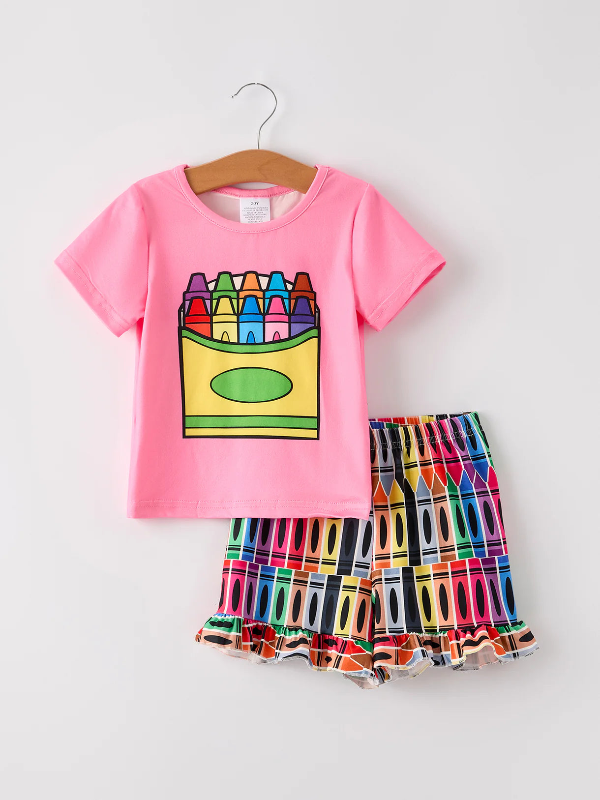 Back to school girls ruffle crayon print set