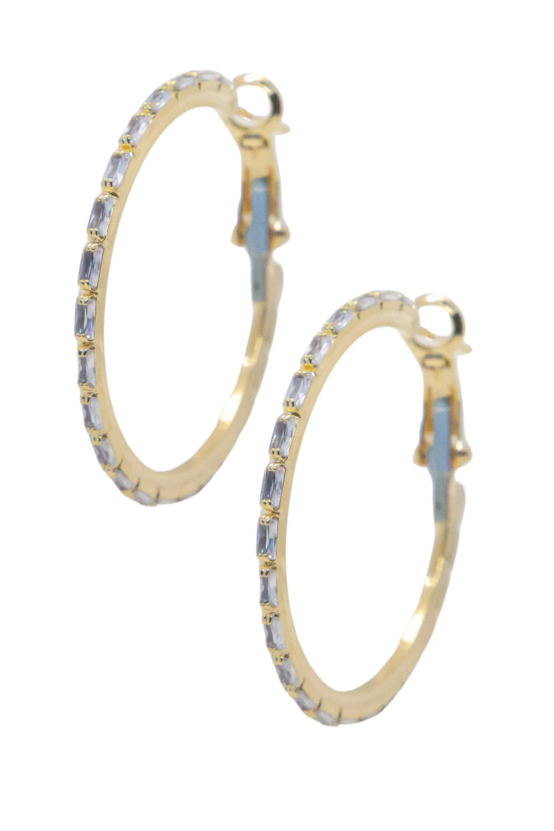Gold crystal hoops