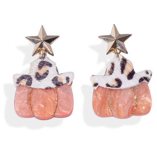 Country leopard pumpkin earrings