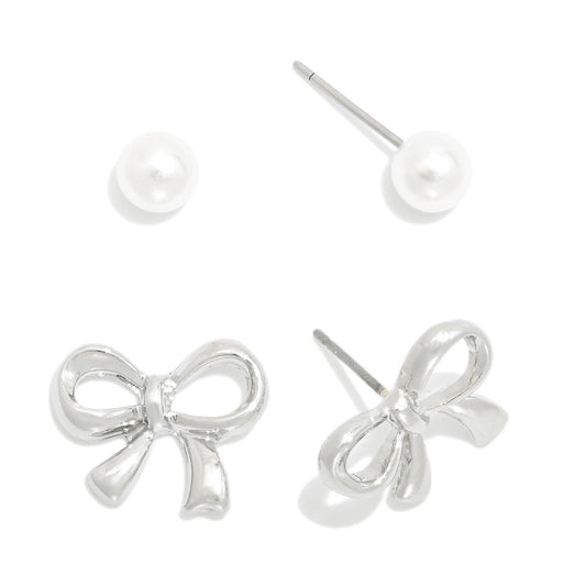 Pearls and bows earrings