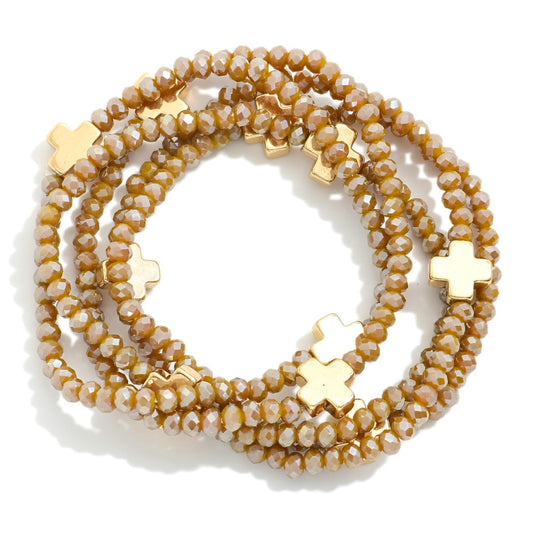 Stack beaded cross bracelets