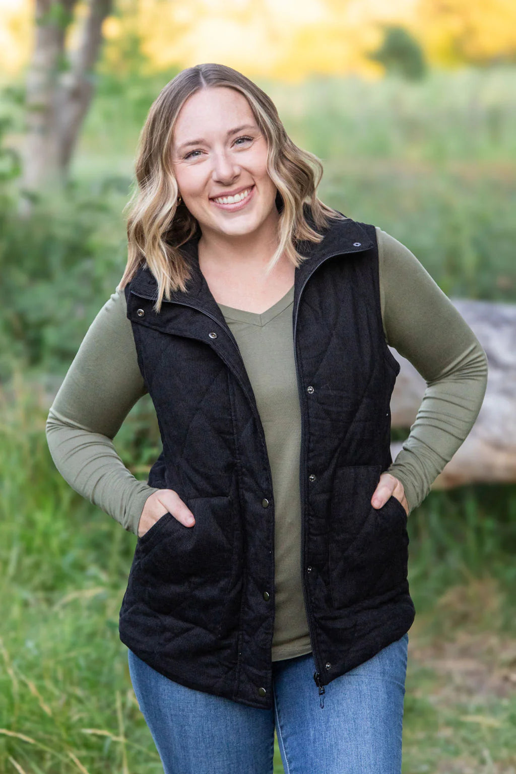 Black corduroy vest