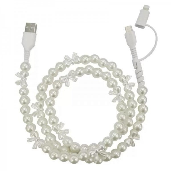 Pearl and bow phone  charger