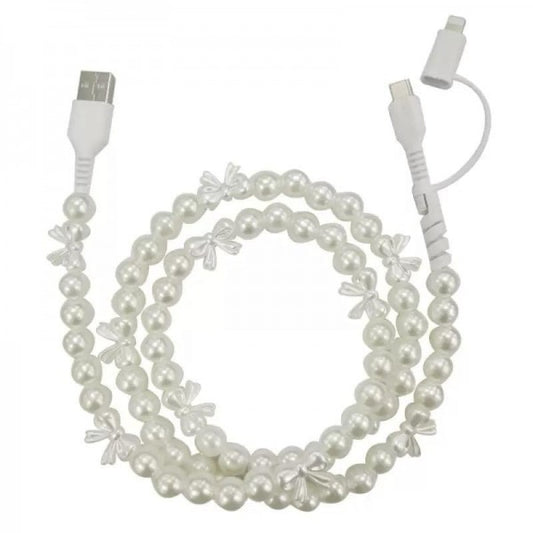 Pearl and bow phone  charger